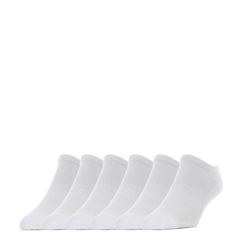 6-pack white no-show socks with low cut ankle for everyday wear