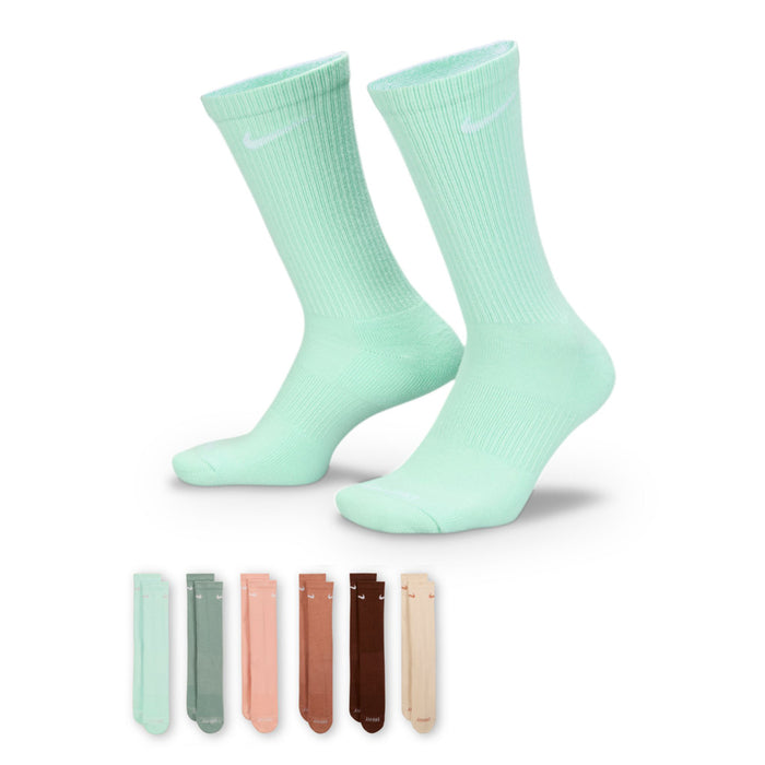 Mint crew socks, cushioned, with 6-pack color assortment below