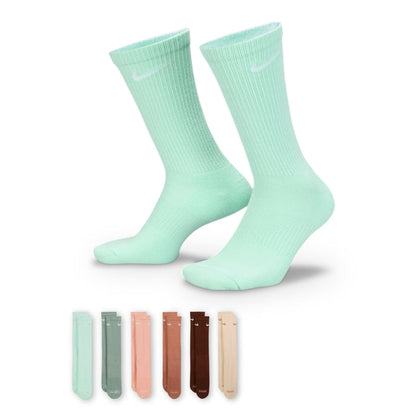 Mint crew socks, cushioned, with 6-pack color assortment below
