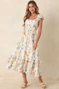 Wildflower Wishes Ivory Multi Floral Midi Dress