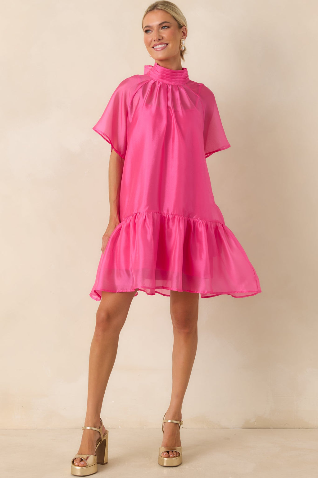 Pretty In Presence Pink Organza Mini Dress