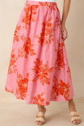 Just One of Those Days Pink & Red Floral Cotton Maxi Skirt