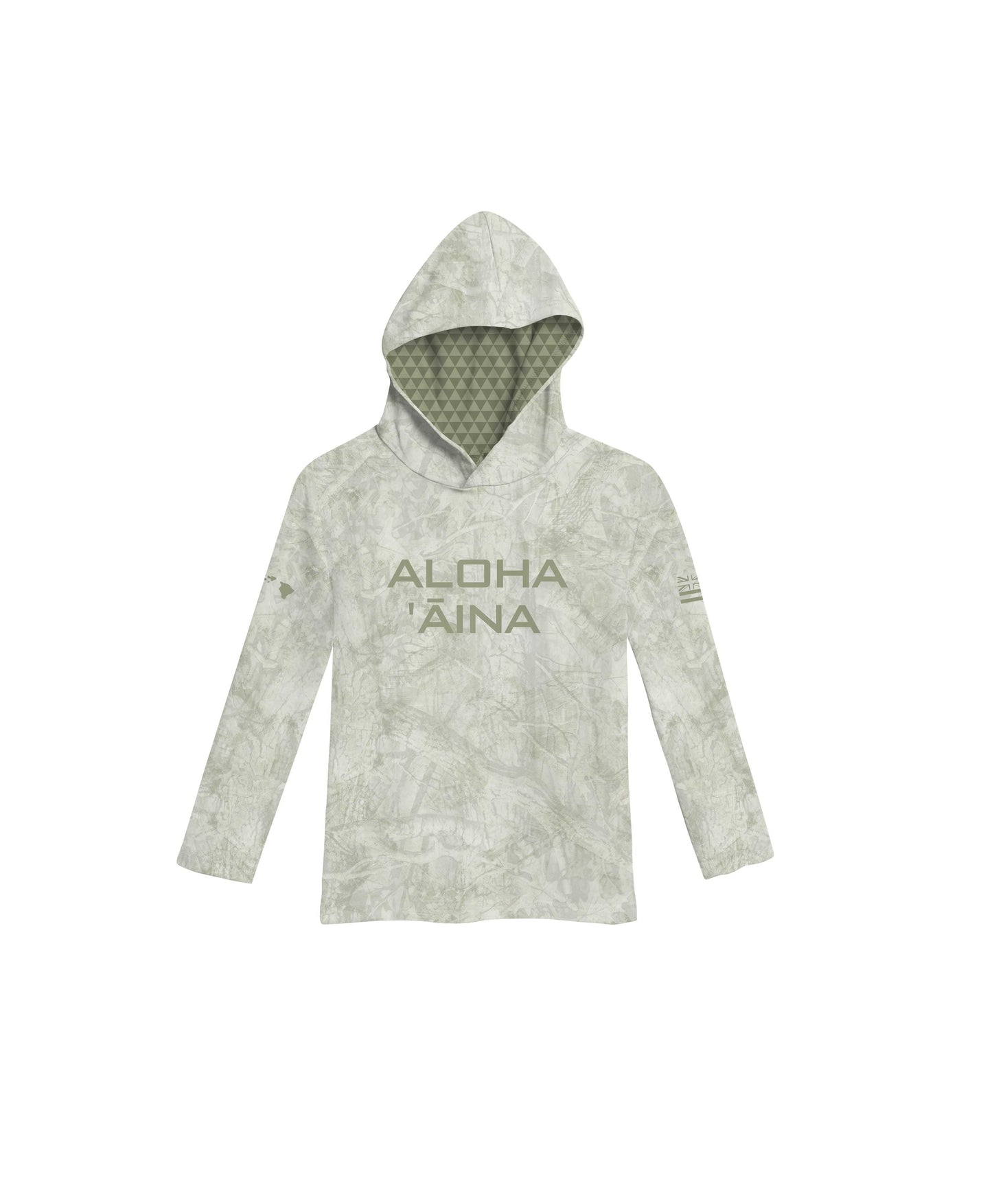 Aloha Aina Green Camo Toddler Hooded Long Sleeve Drifit