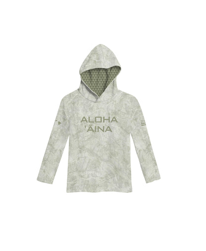 Aloha Aina Green Camo Toddler Hooded Long Sleeve Drifit