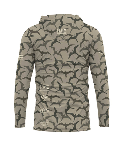 Aloha Aina Iwa Bird Camo Hooded Long Sleeve Drifit