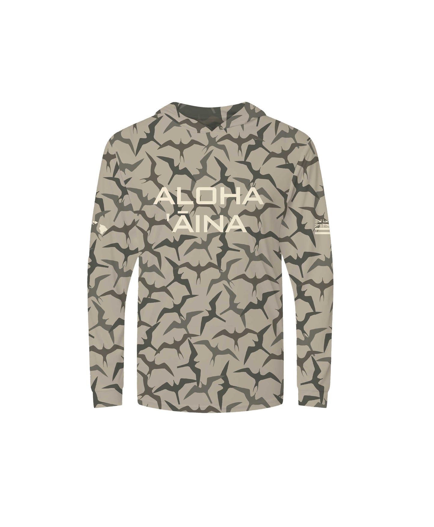 Aloha Aina Iwa Bird Camo Youth Hooded Long Sleeve Drifit