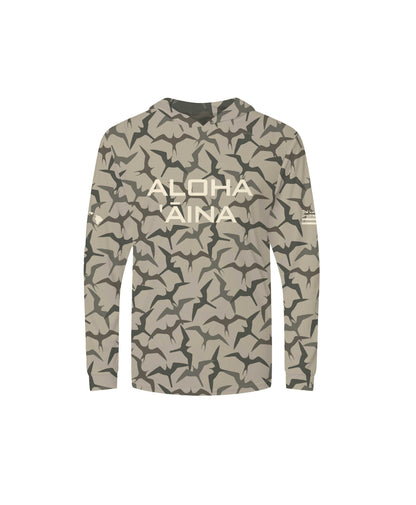 Aloha Aina Iwa Bird Camo Youth Hooded Long Sleeve Drifit