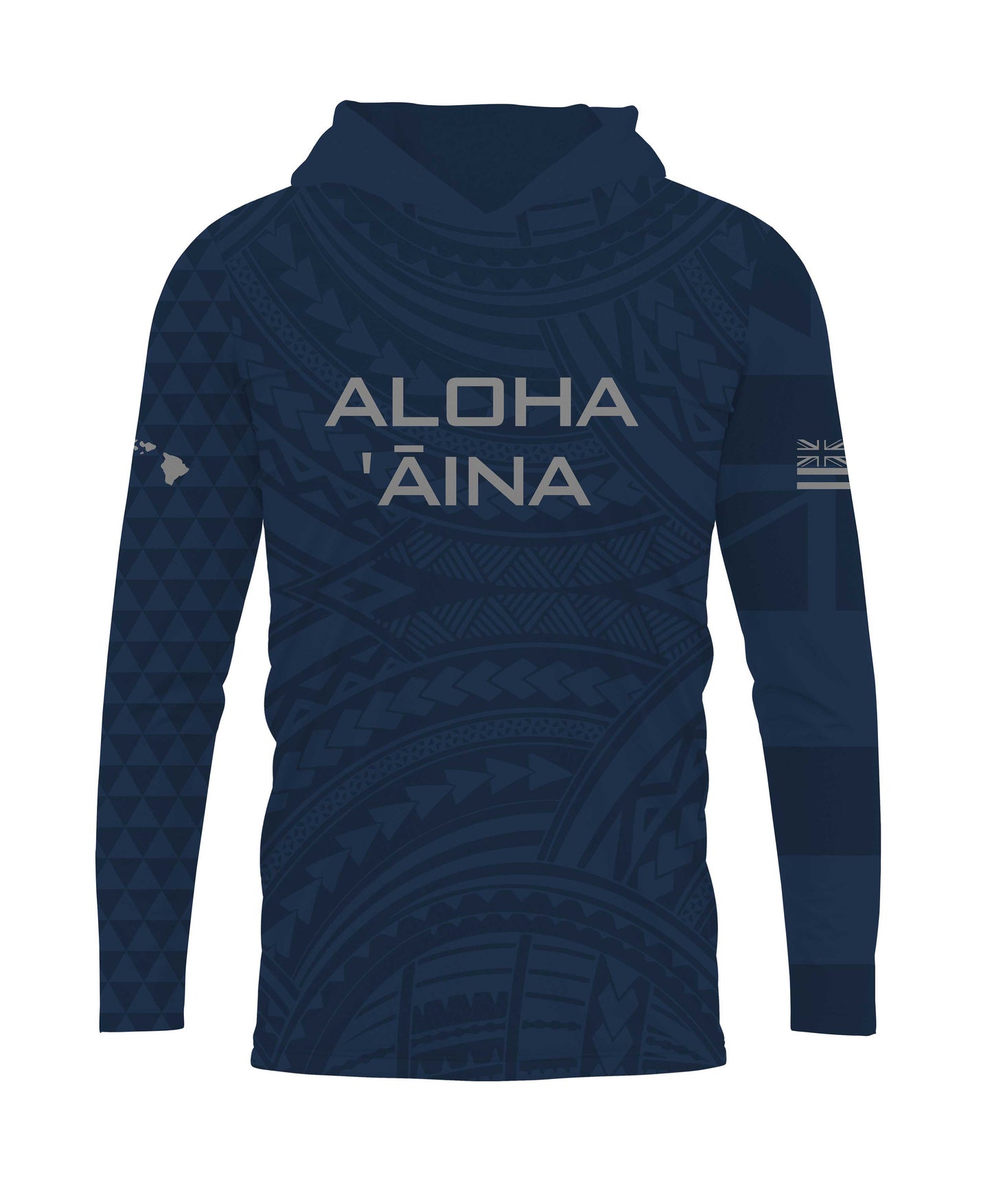 Aloha Aina Navy Blue Hooded Long Sleeve Drifit