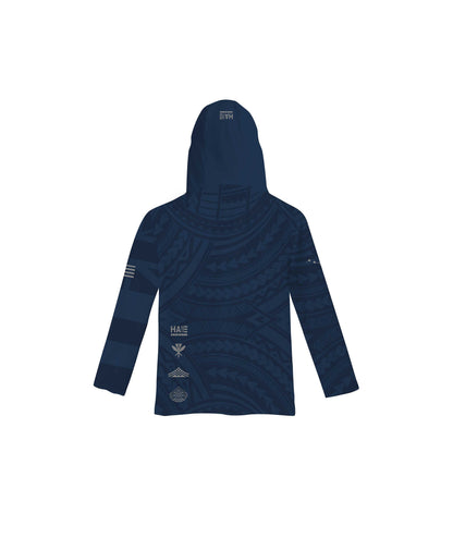 Aloha Aina Navy Blue Toddler Hooded Long Sleeve Drifit