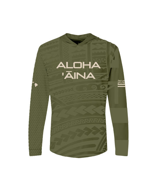 Aloha 'Āina Sublimated Youth Hooded Long Sleeve Drifit