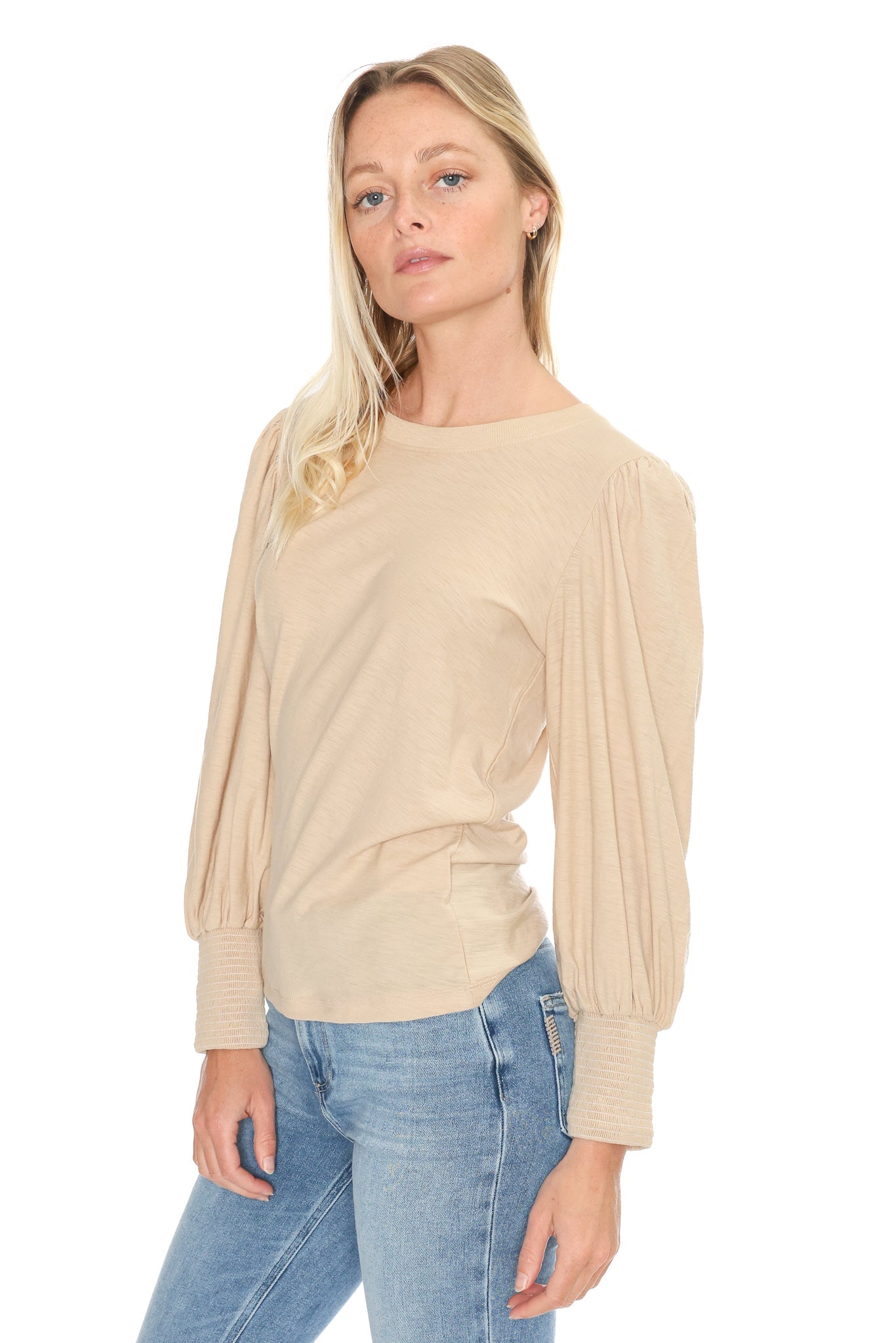 Loren Smocked Peasant Tee
