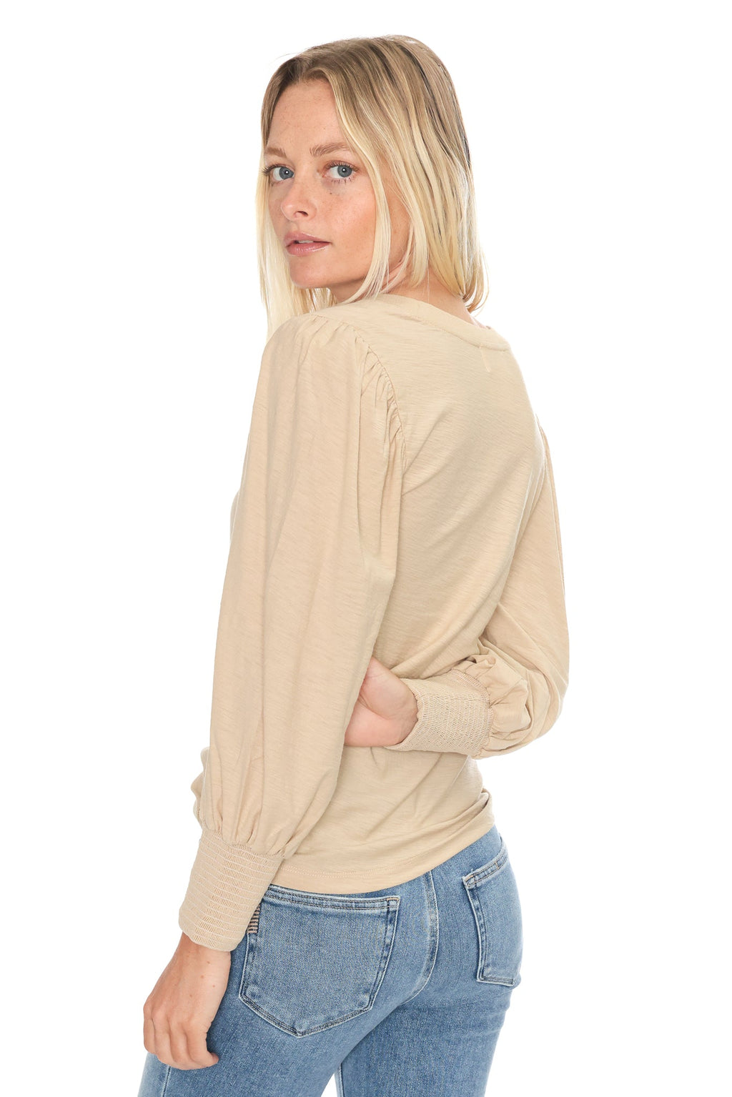 Loren Smocked Peasant Tee