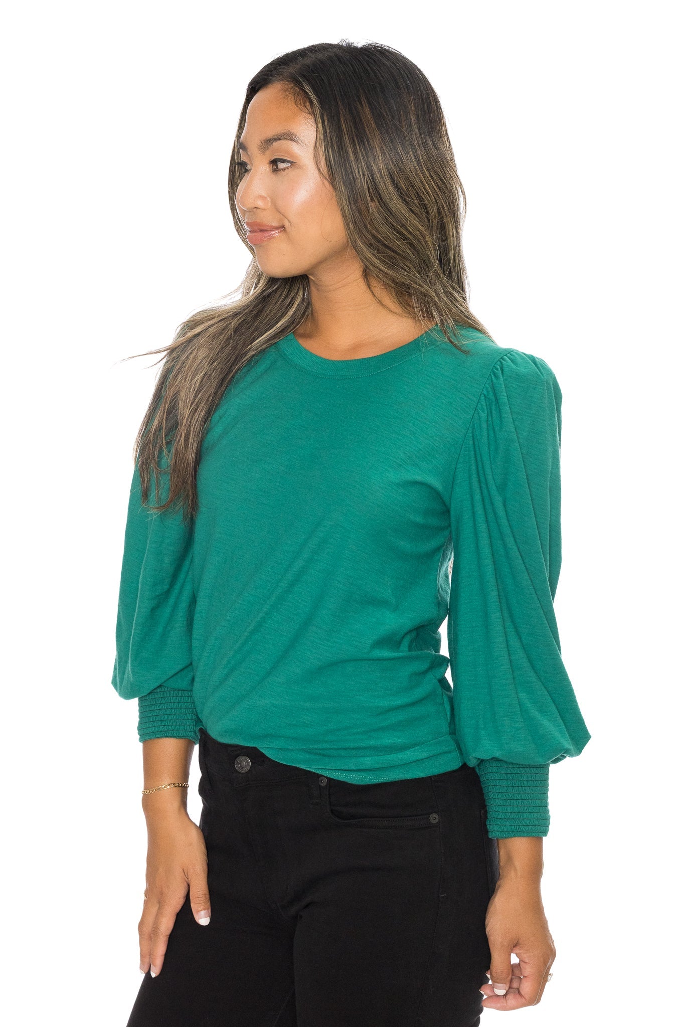 Loren Smocked Peasant Tee