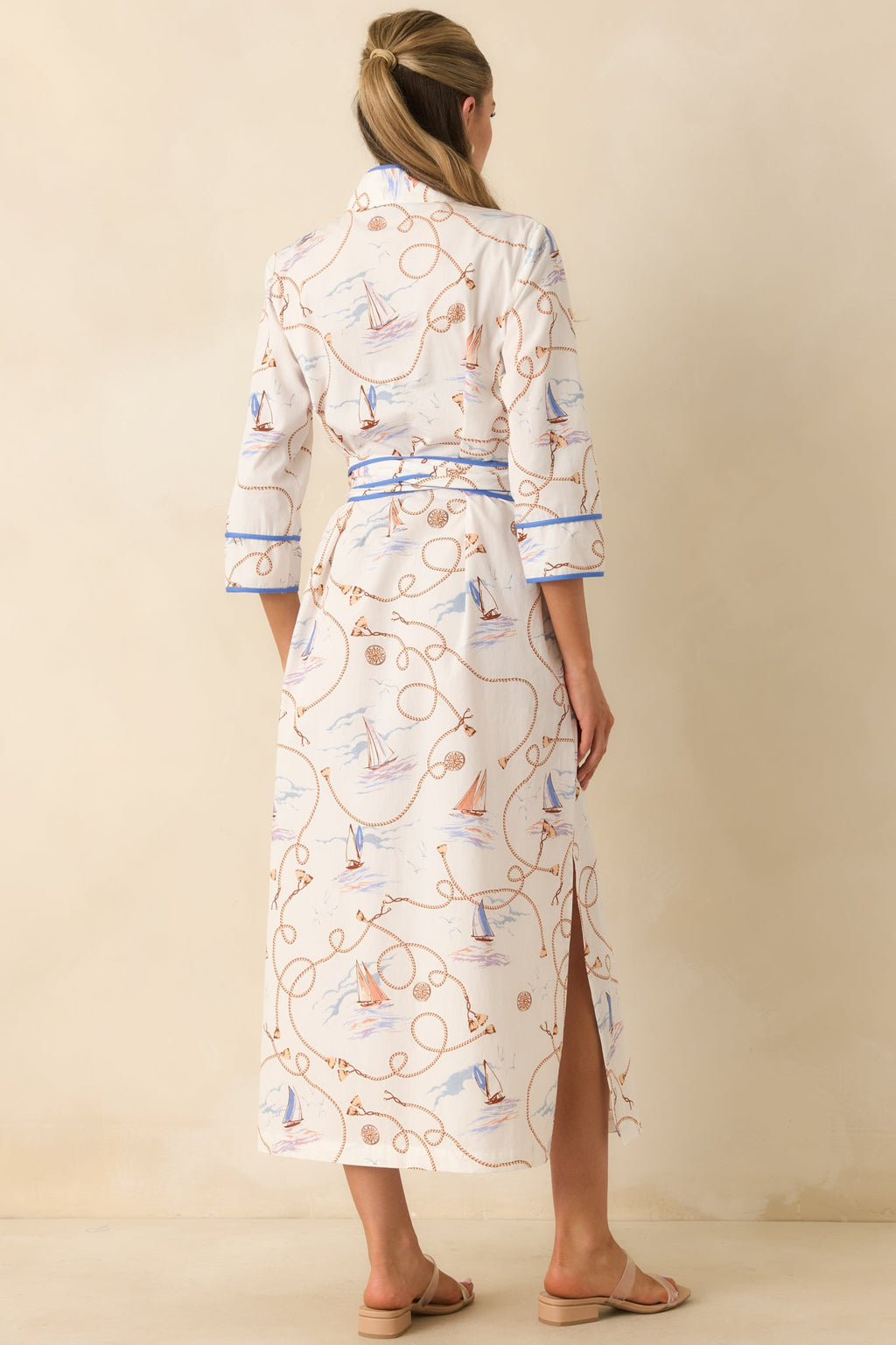 Prosperina Matilda Ivory Multi Cotton Nautical Maxi Dress