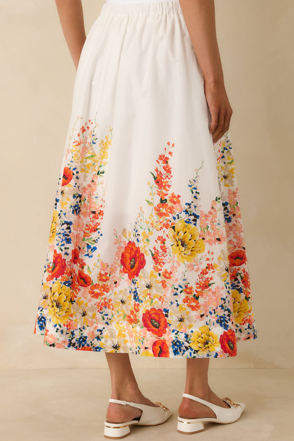 Tomorrow Will Come White Multi Cotton Floral Maxi Skirt