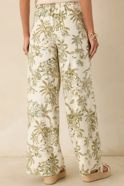 Z Supply Overlook Tiki Tide Light Beige & Green Linen Pant