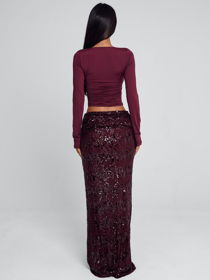 Isle Maxi Skirt Burgundy
