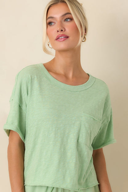 Z Supply Light Green Cotton Everyday Pocket Tee