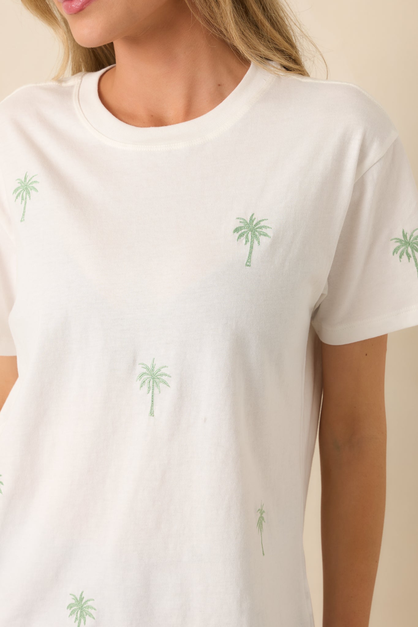 Z Supply White Palms Cotton Boyfriend Tee