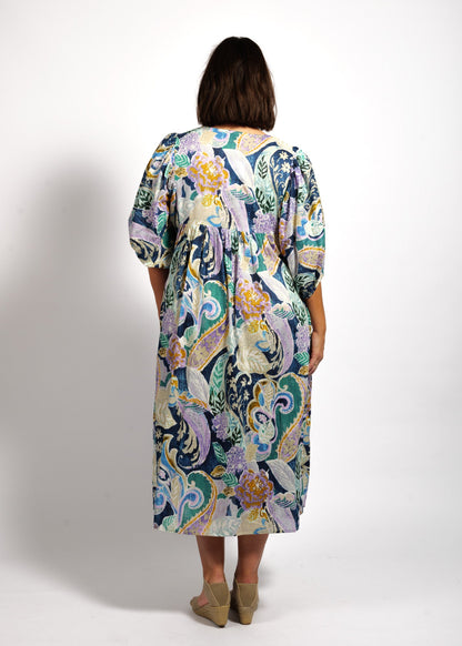 Amalia Dress in Blue Wash Swirl