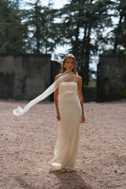 Vitoria Cape Dress — Ivory