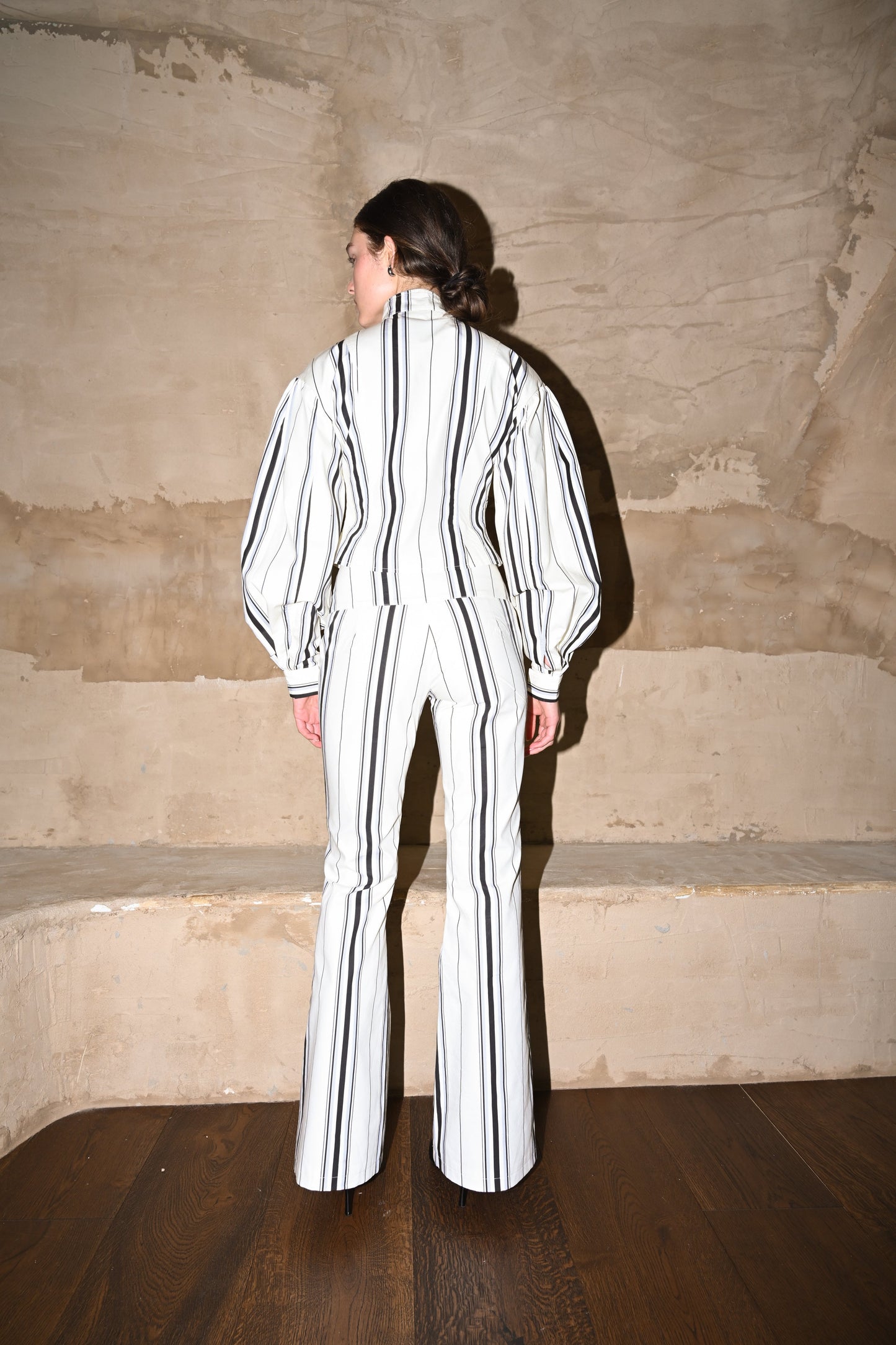 Tilly Cotton Trouser — Offwhite Striped