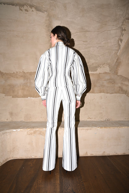 Tilly Cotton Trouser — Offwhite Striped