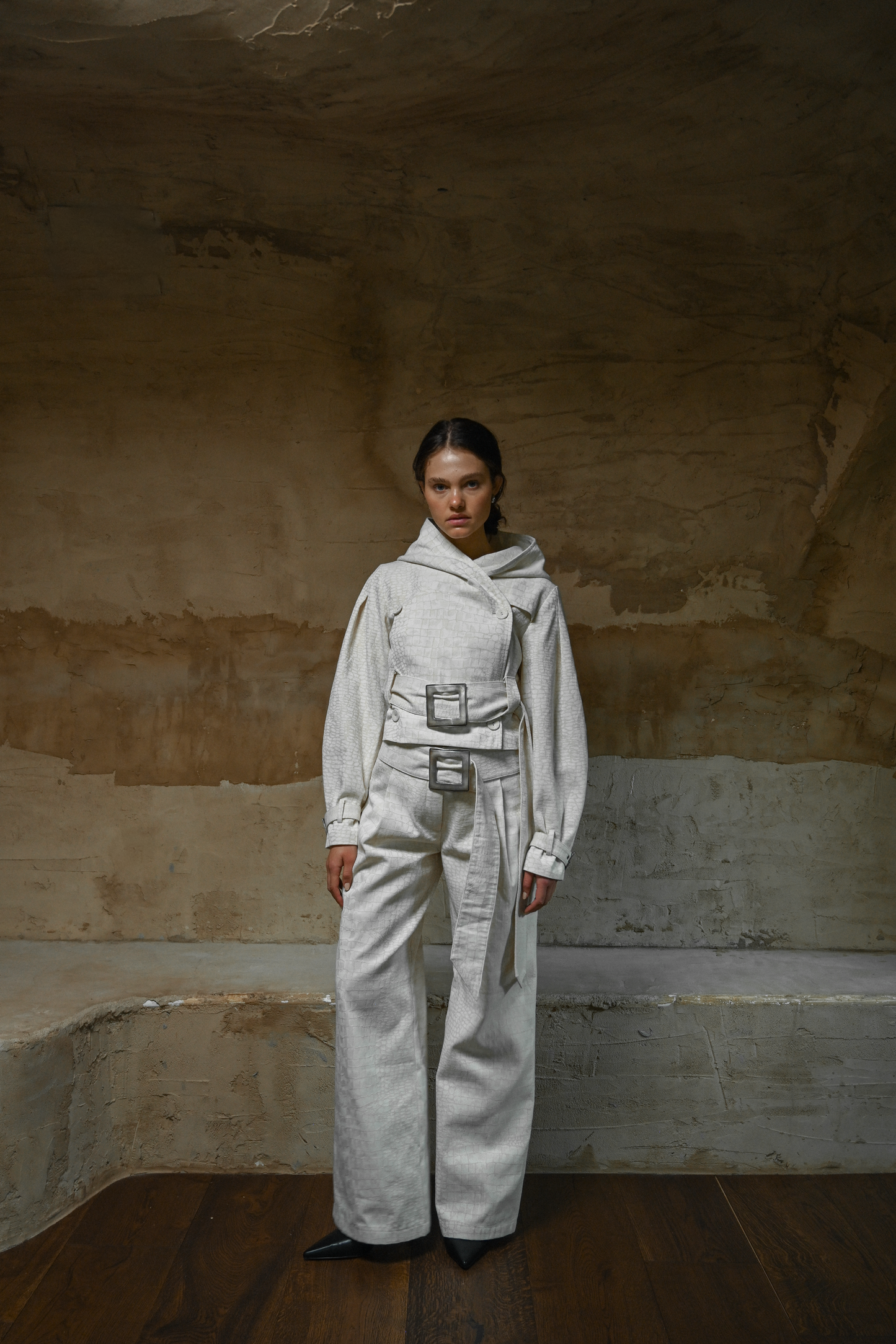 Ganna Belted Jacket — Snakeskin Jacquard
