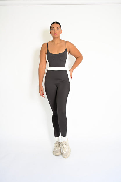 Mackenzie Belted Bodysuit — Charcoal