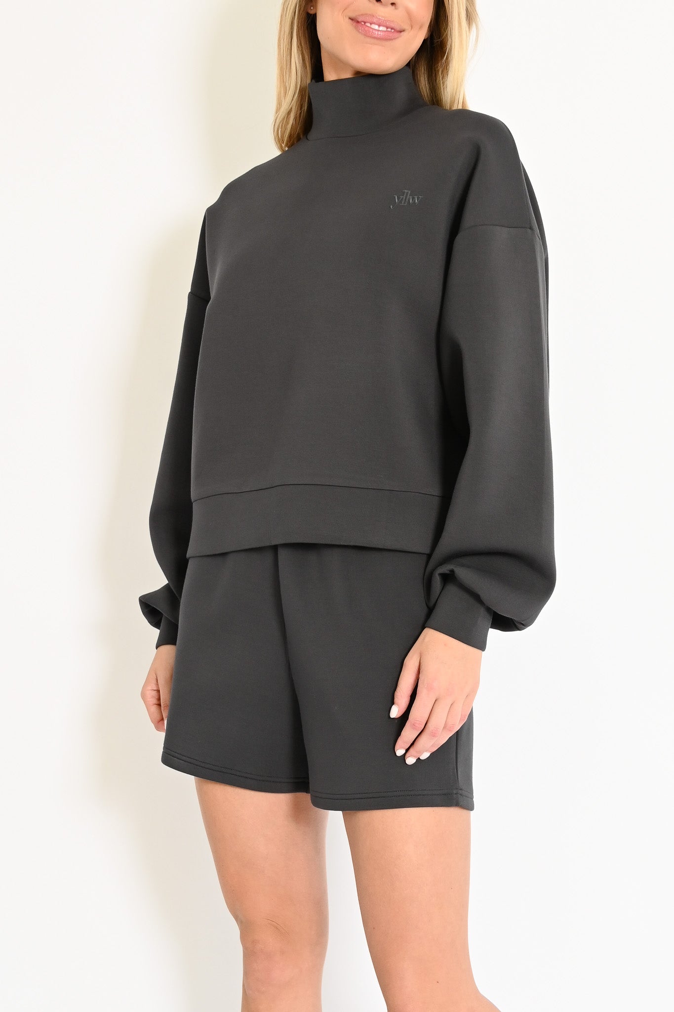 Ollie Knit Neoprene Shorts  — Charcoal