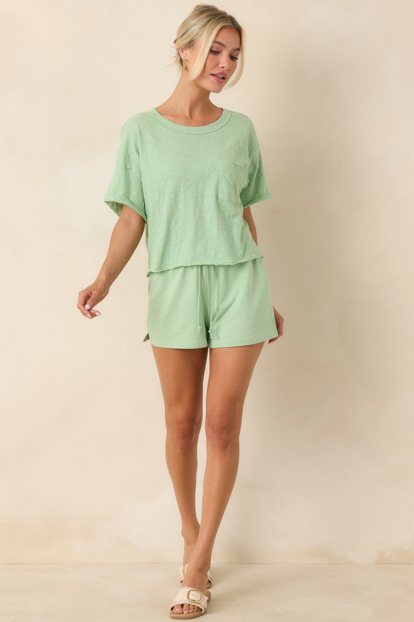 Z Supply Light Green Cotton Everyday Pocket Tee