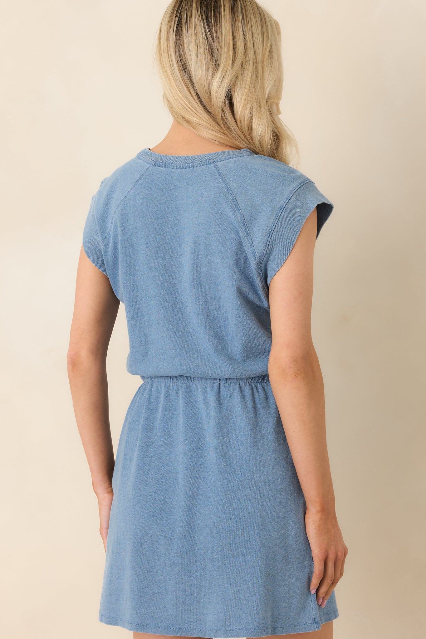 Z Supply Kalani Washed Indigo Cotton Jersey Denim Shirt Dress