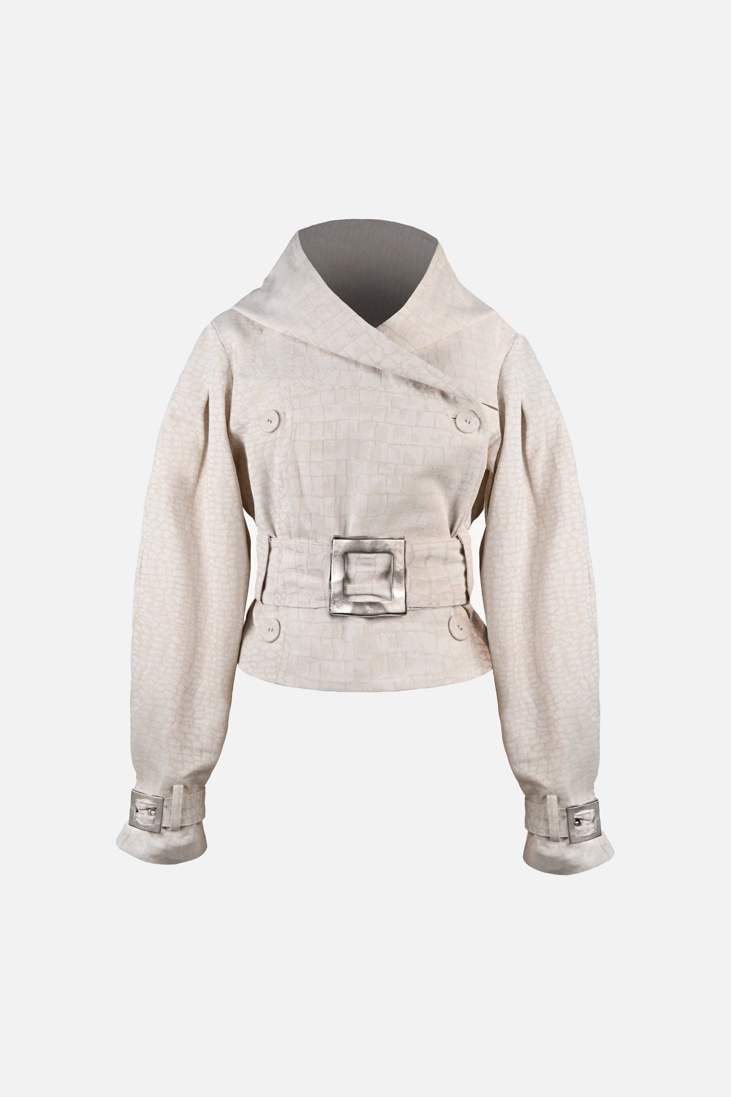 Ganna Belted Jacket — Snakeskin Jacquard