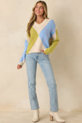 Can't Go Wrong Green & Blue Knit Argyle V-Neck Sweater