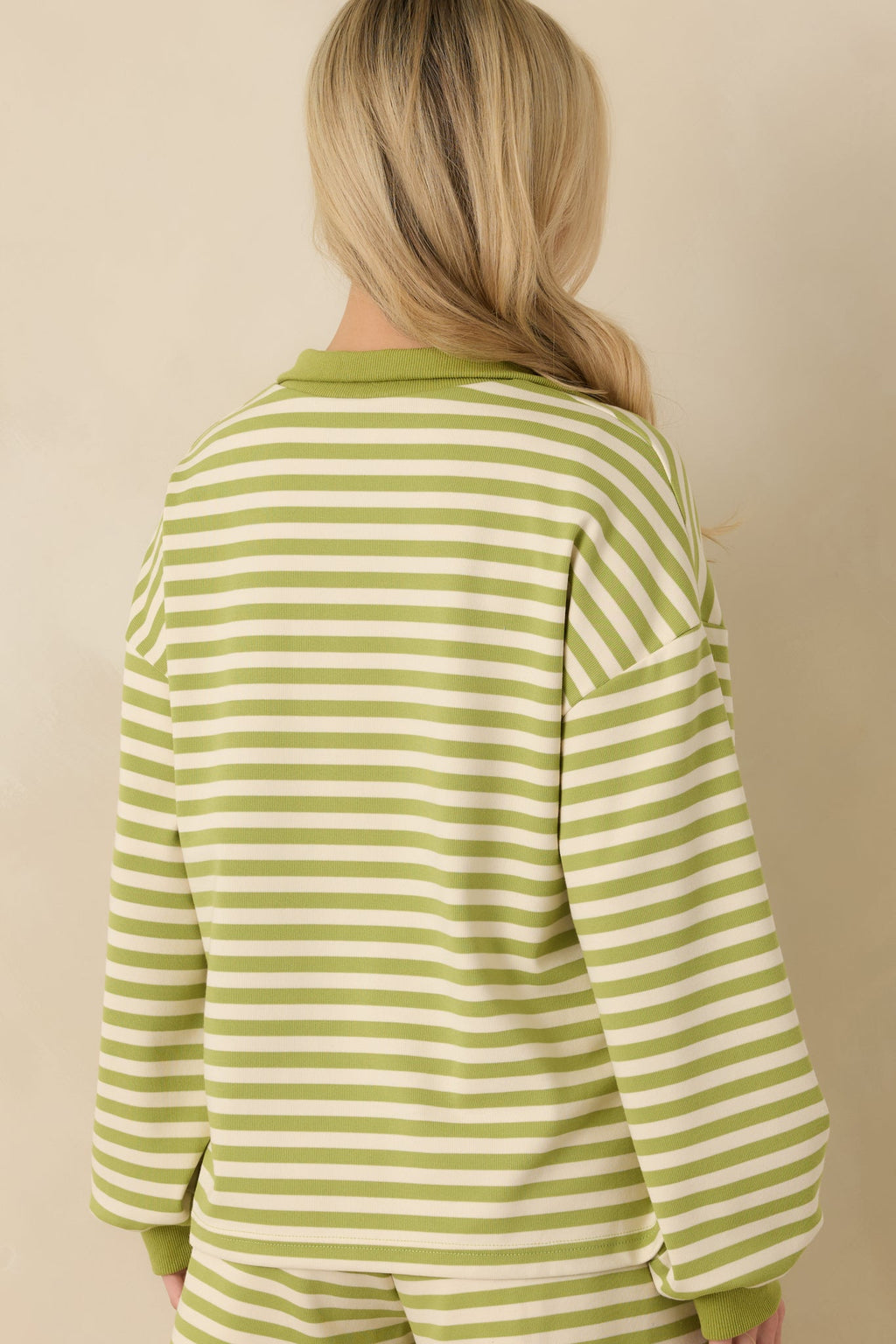 Smooth Strides Matcha Green Stripe Long Sleeve V-Neck Lounge Top