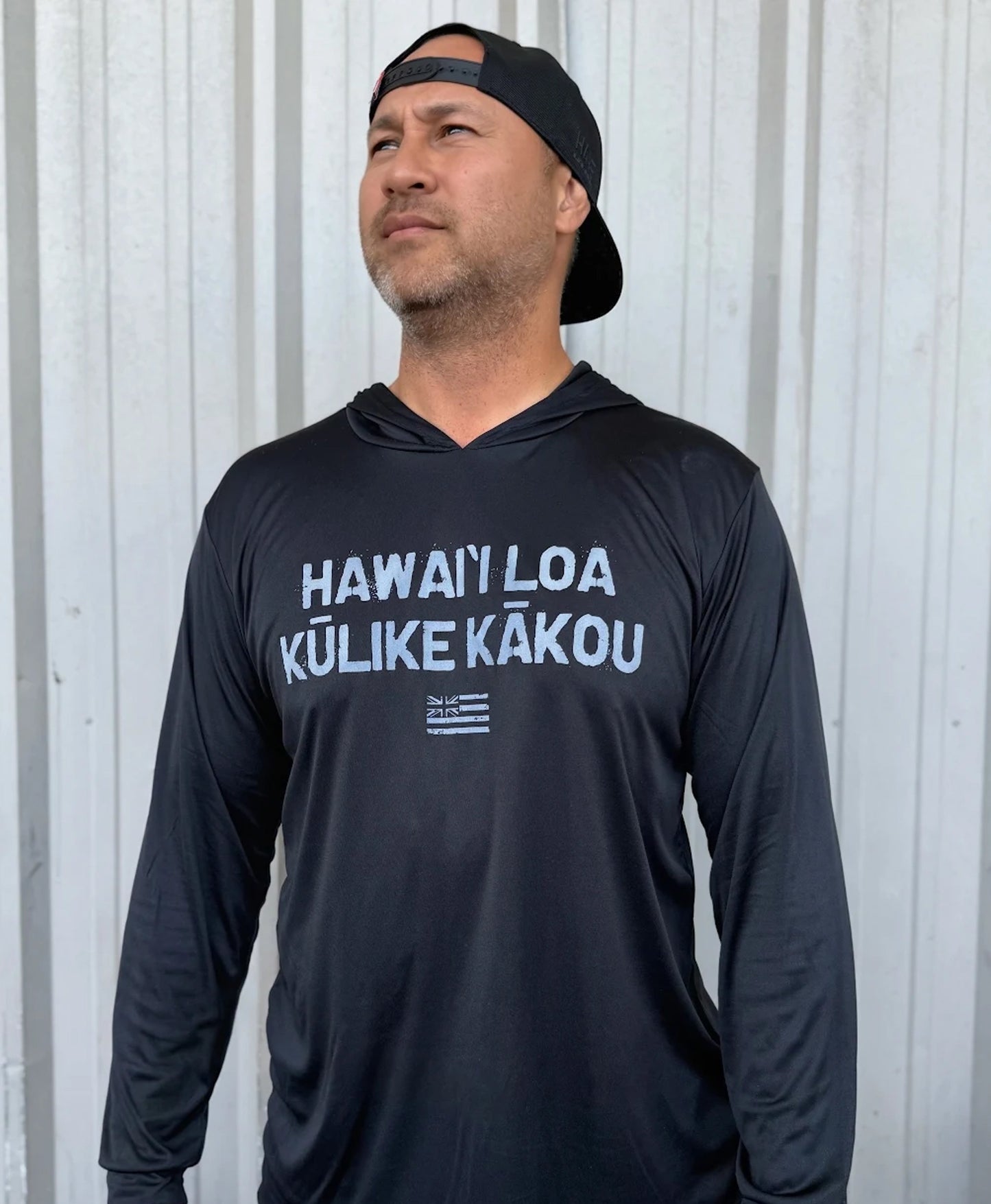 Hawaii Stands Together Hooded Longsleeve Dri Fit in Black