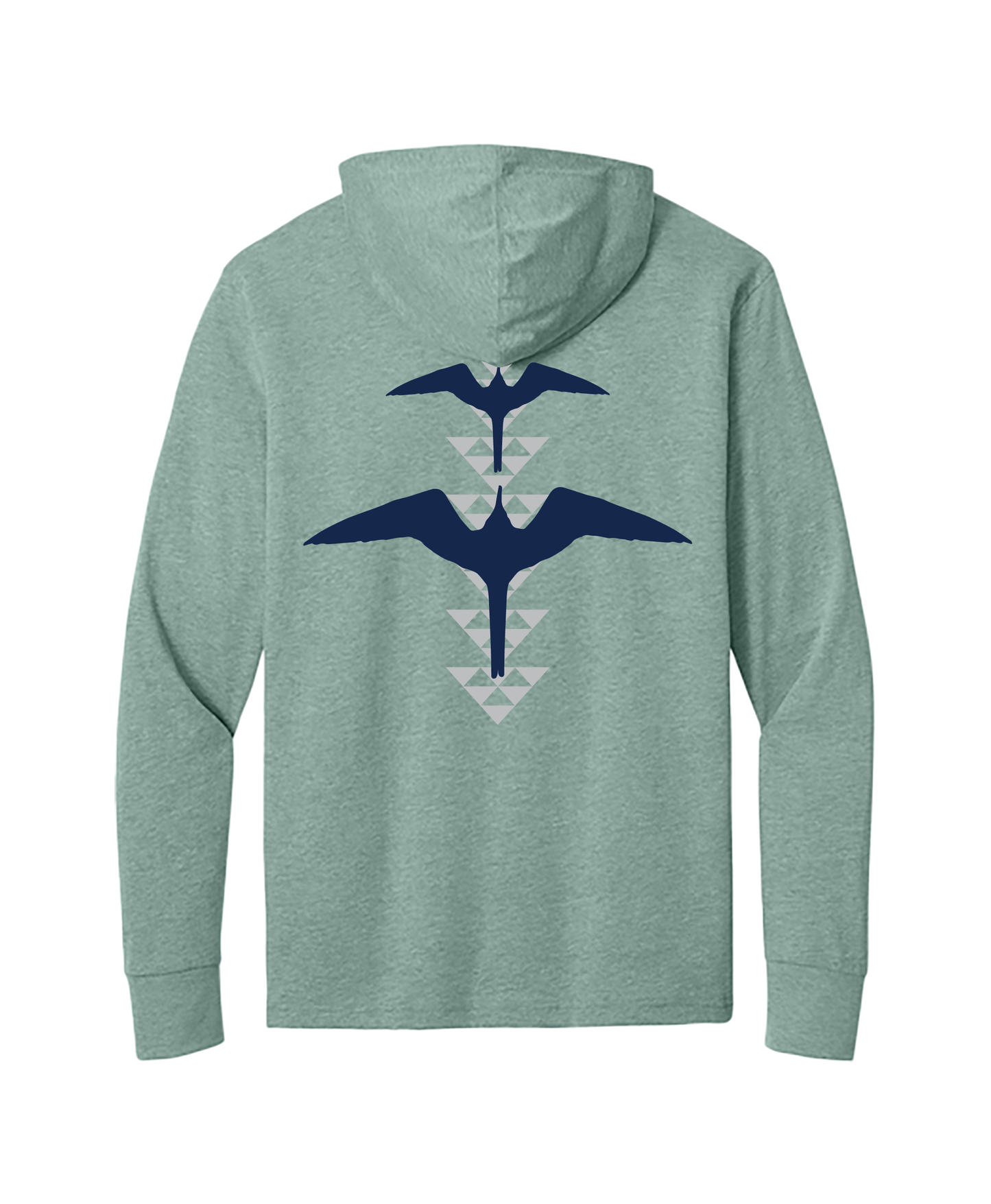 Iwa Triangles Cotton Blend Hooded Long Sleeve in Heathered Seafoam