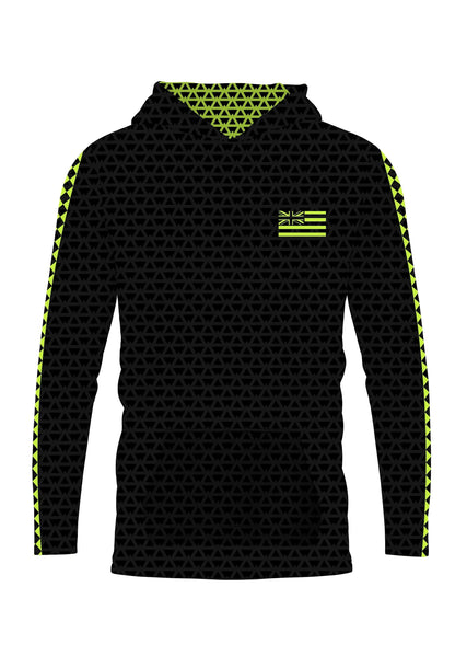 Iwa Triangles Hooded Long Sleeve Drifit Neon on Black
