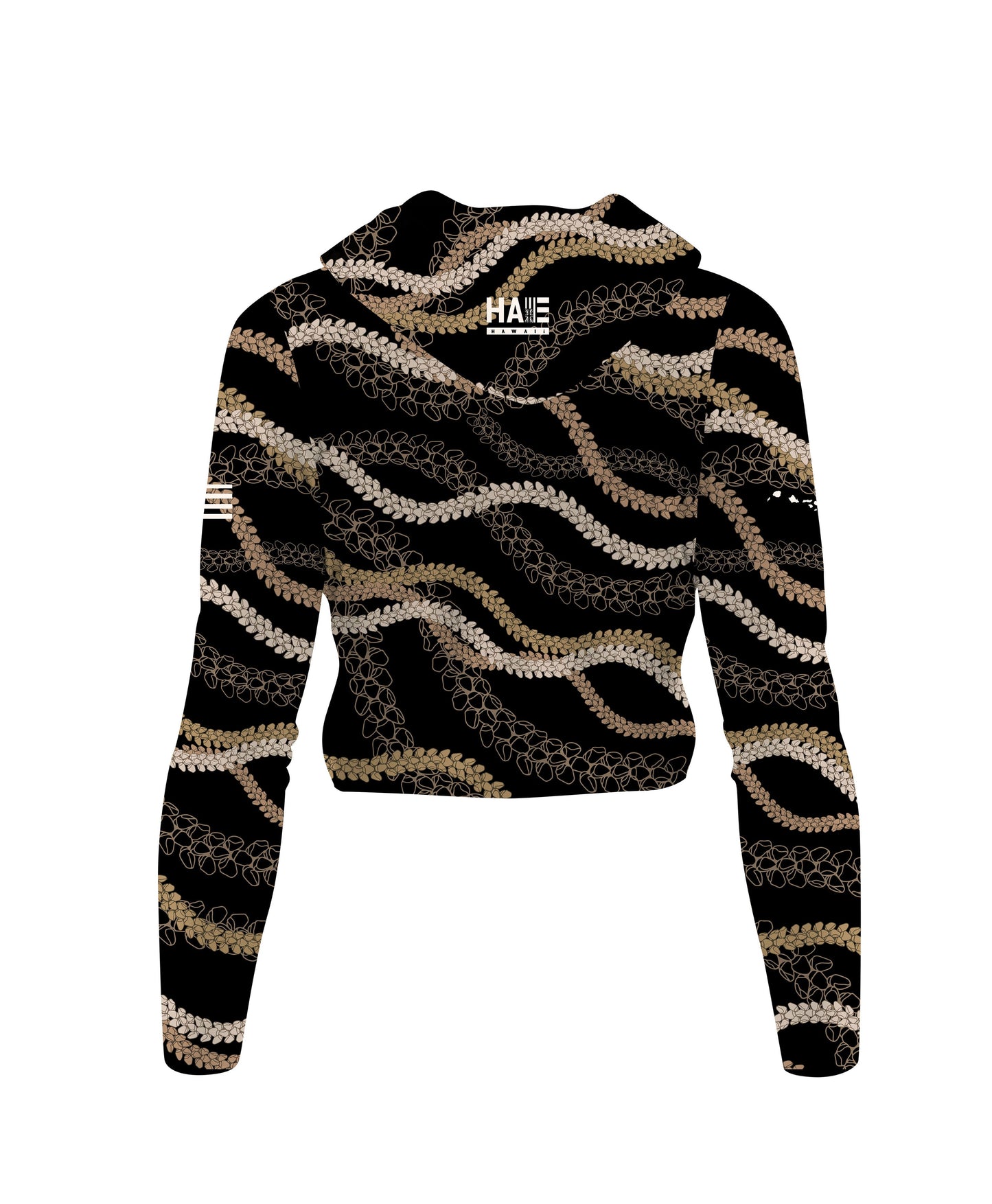 Kahelelani Wahine V-Neck Hooded Crop Longsleeve Drifit Black