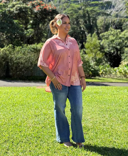 Kapa Kuiki Wailea Blouse Dusty Rose