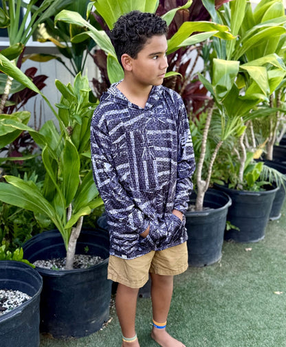 Ku'u Hae Youth Hooded Long Sleeve Drifit Black
