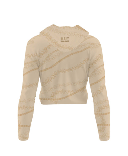 Kuulei Wahine V-Neck Hooded Crop Longsleeve Drifit Desert Sand