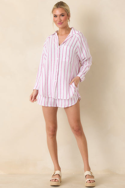 Z Supply Spanish Rose Perfect Linen Stripe Shorts