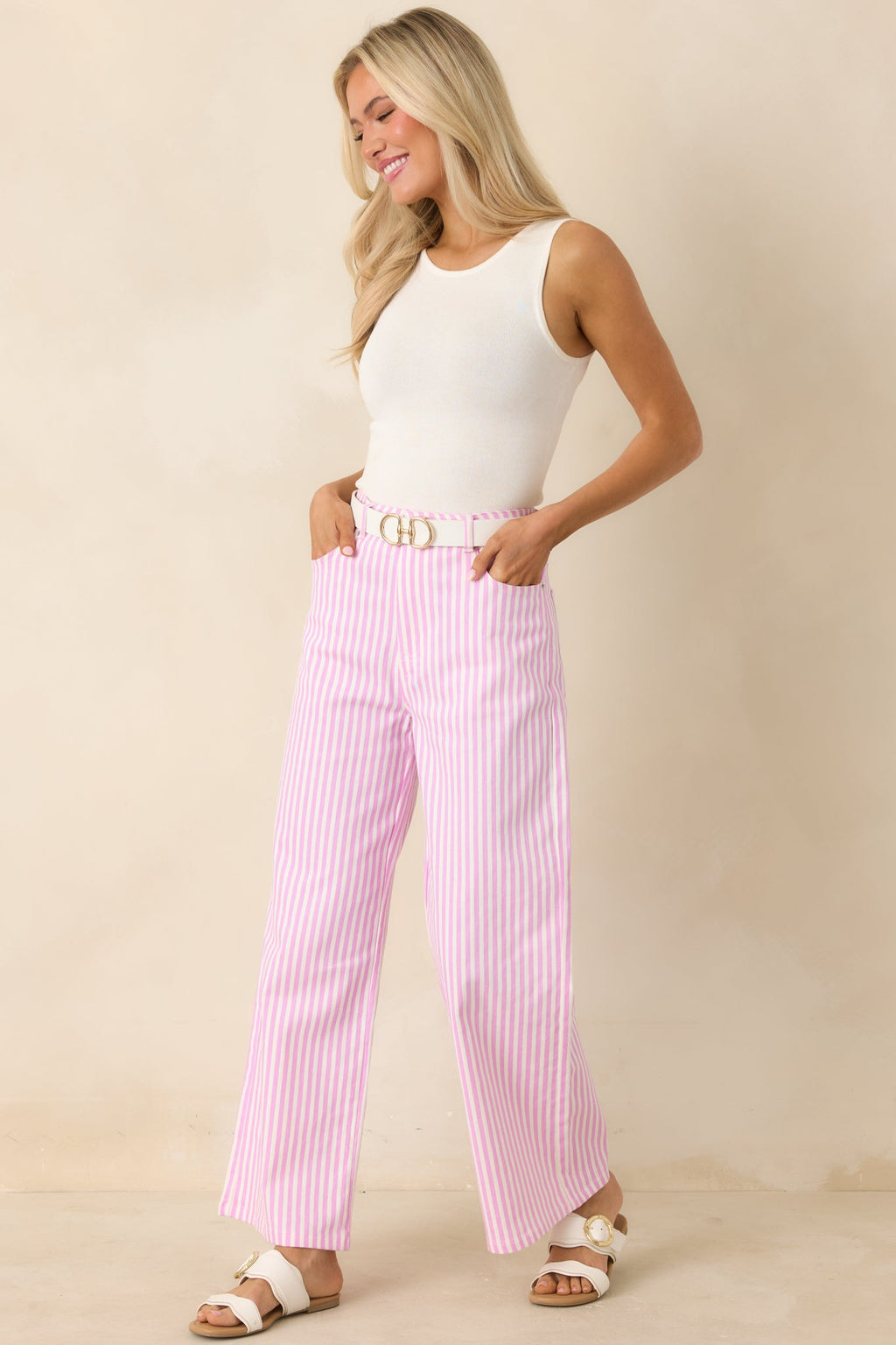 Let’s Get Noticed Pink Stripe Cotton Pants