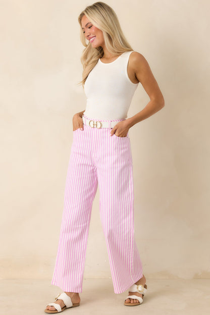 Let’s Get Noticed Pink Stripe Cotton Pants