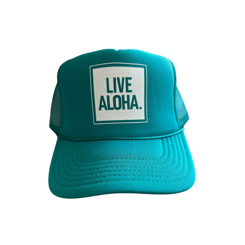 Live Aloha Teal on Teal Trucker Hat