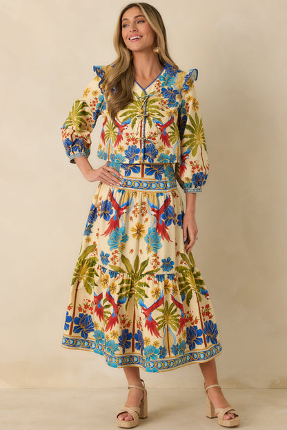 Aylaya Madrid Multi Cotton Tie-Front Top