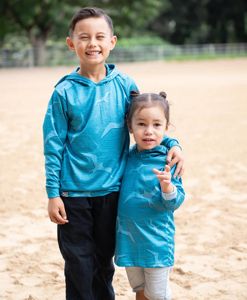 Na Iwa Waves Toddler Hooded Longsleeve Drifit Teal