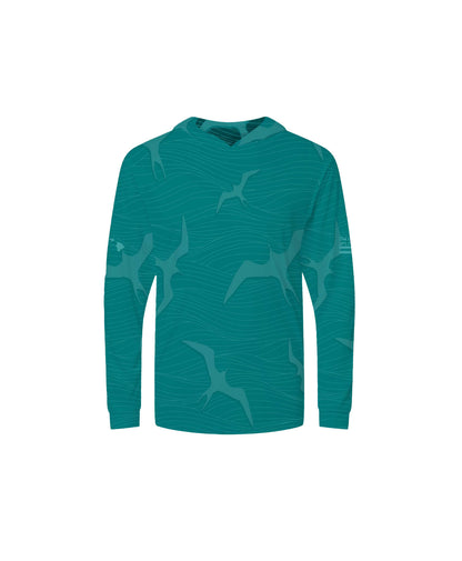 Na Iwa Waves Youth Hooded Longsleeve Drifit Teal