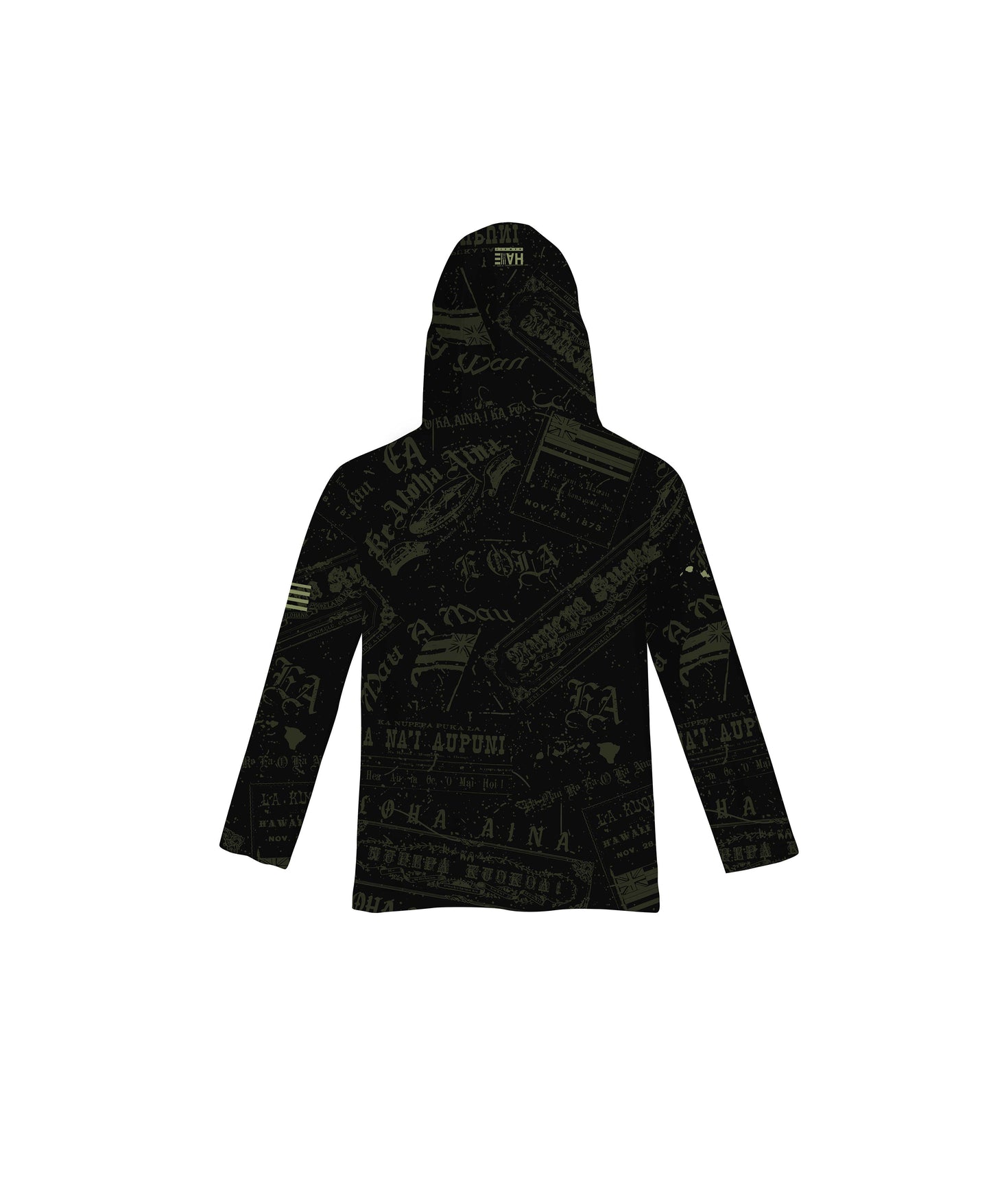 Nupepa Olelo Hawaii Toddler Hooded Long Sleeve Drifit Black
